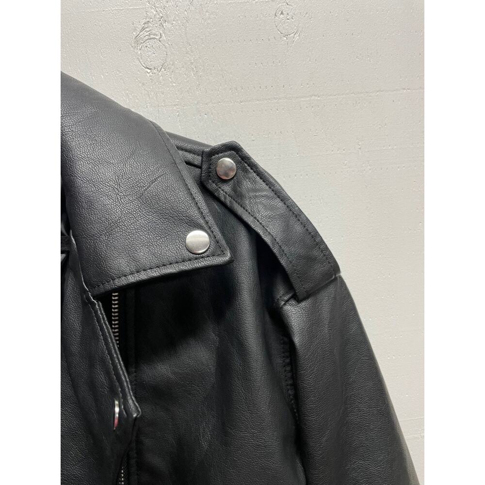 Misguided US 6 Medium Size Black Faux Leather Motorcycle Jacket Retro T-Birds - Picture 10 of 12